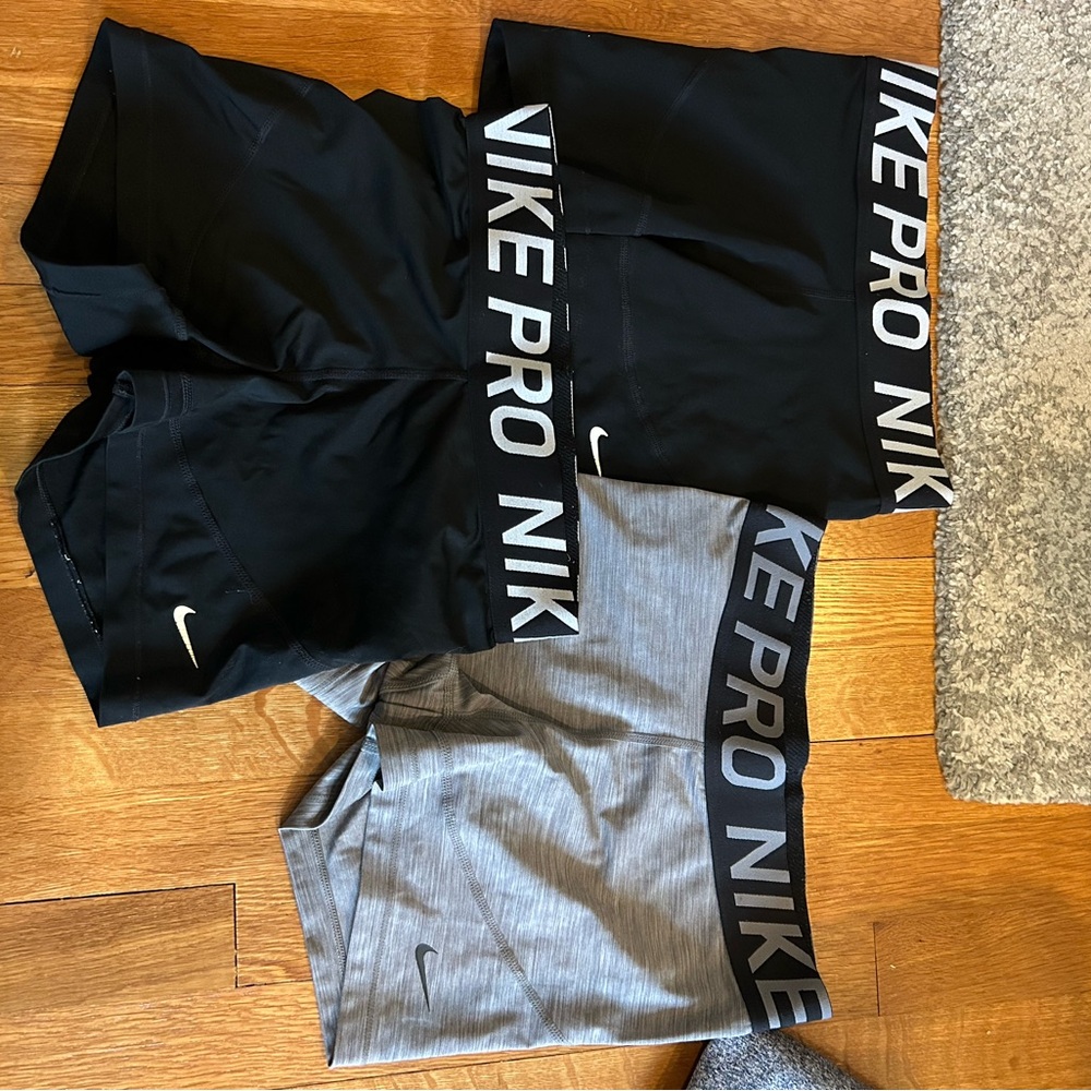 Nike Pro Black and Gray Shorts Set